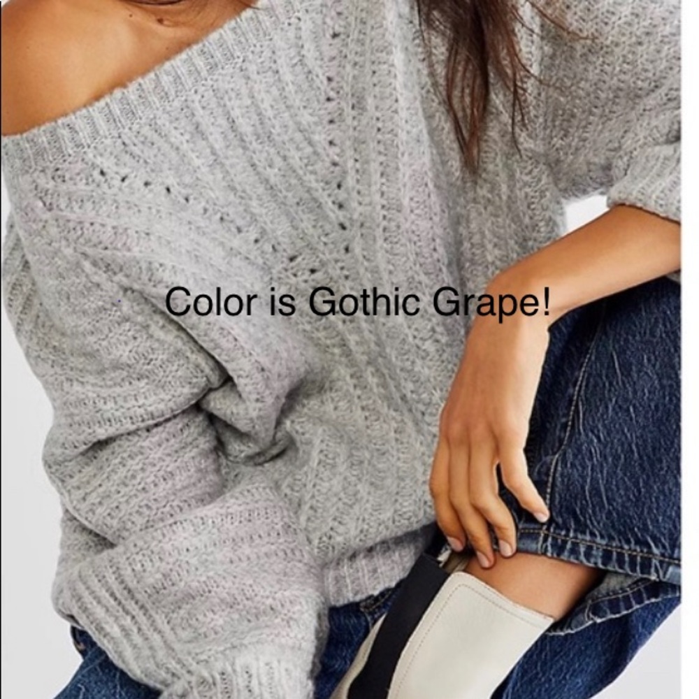 NWT Free People Carter Pullover Sweater in Gothic Grape